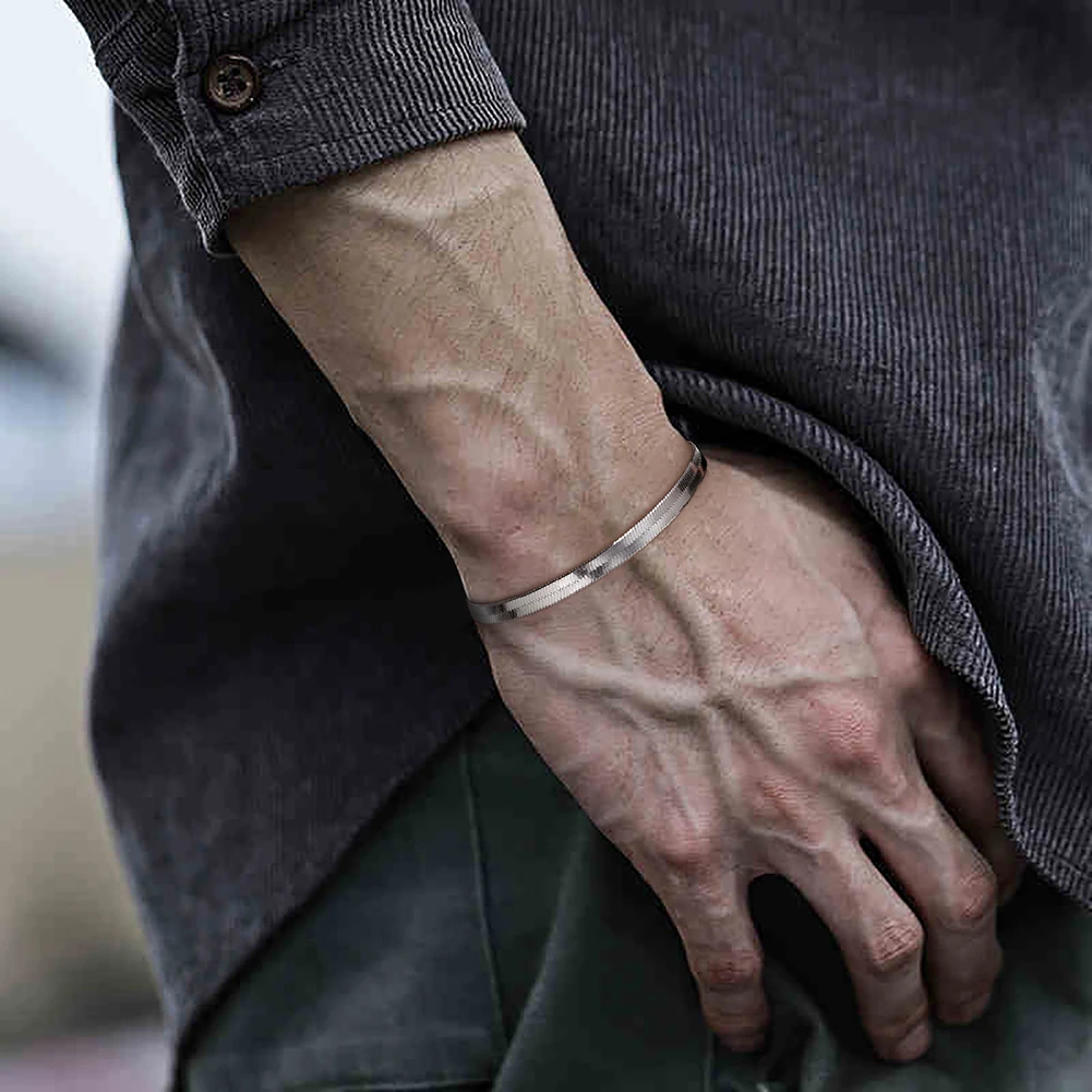 Bracciale A Spina Di Pesce In Argento 925 Massiccio: 3 Mm, Lunghezza 20,3 Cm, Chiusura Moschettone. Unisex, Ipoallergenico - 5