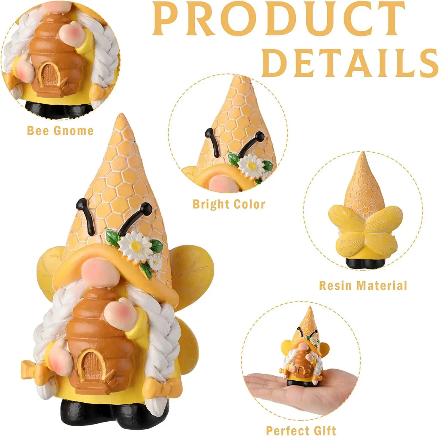 Custom Resin 3d Figurine Mini Gnome Decor Bee Dwarf Coffee Shop Decor Ornament 4.5 Inch Gnome Resin Statue Wholesale