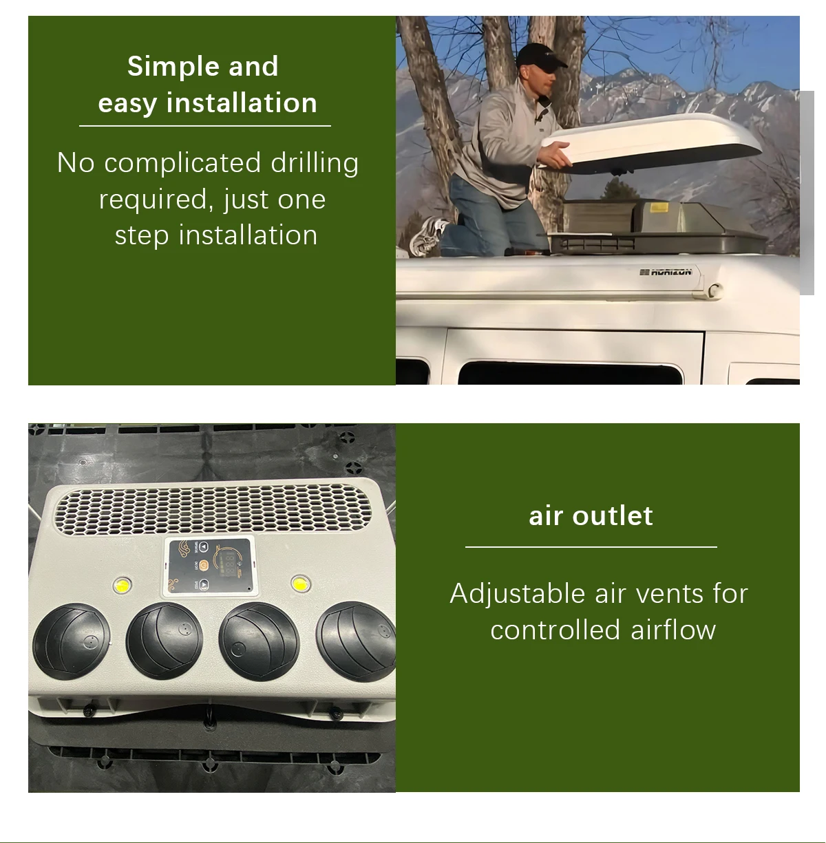 Rooftop 24v Truck Ac Unit 12v Sleeper Parking Cooler Ac Kit Car 12v Compressor Electric Tractor