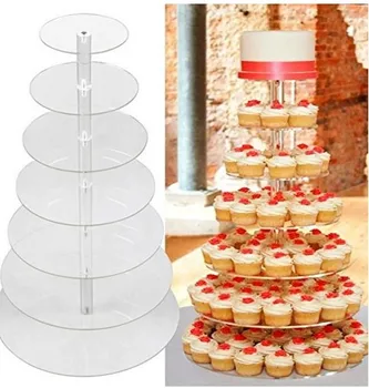 Alzata Per Cupcake 3 Ripiani In Acciaio Inox - Vassoio Servizio Per Dessert, Torte E Frutta, Per Matrimoni E Feste