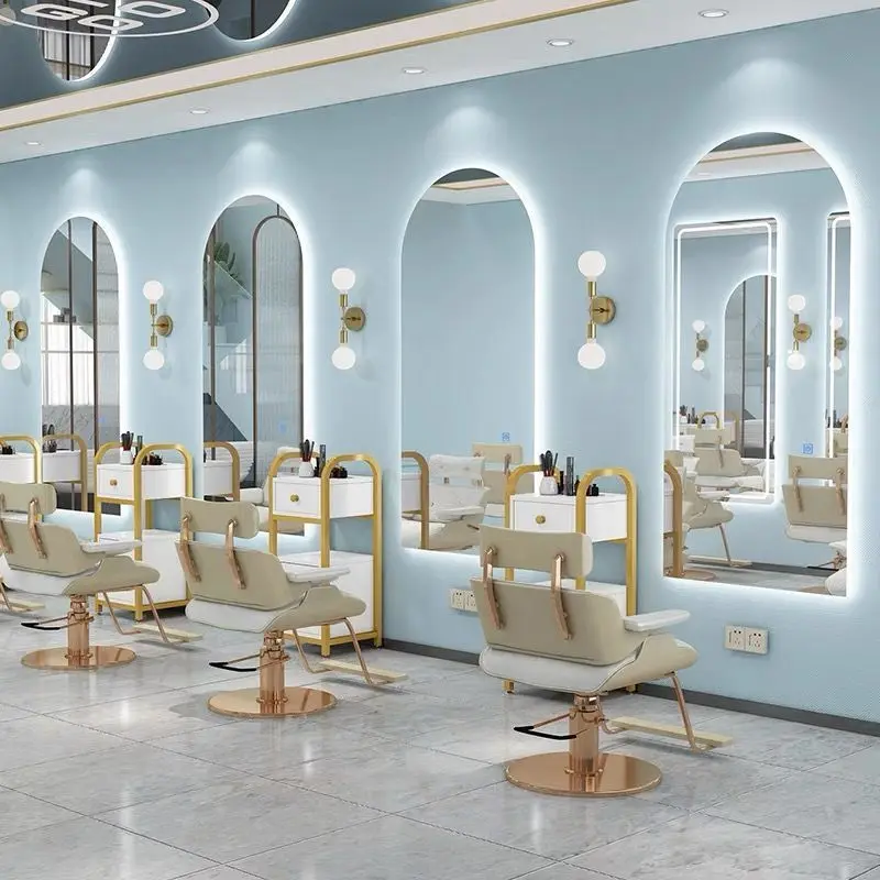 product wall barber shop mirrors led lighted arch dimmable full length mirror large floor arch backlit mirror with light for living room-4