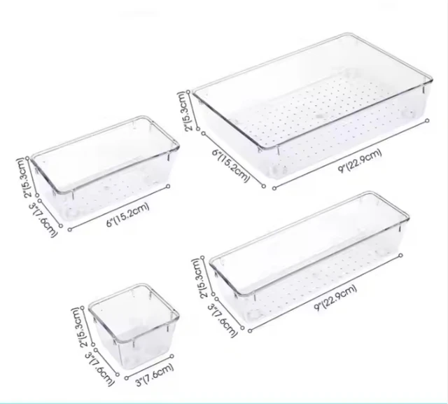 Transparent drawer organizer Four sizes, random combinations Cosmetic organizer Kitchen drawer organizer