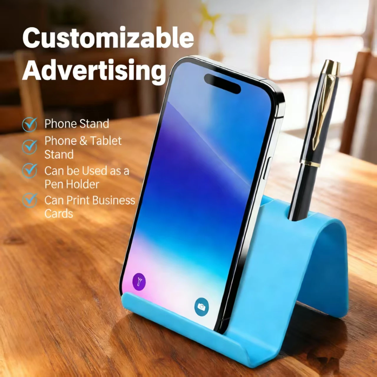 Portable Business Card Mobile Phone Stand & Holder for Desktop-Custom Logo Advertising Wholesale Gifts preview 2