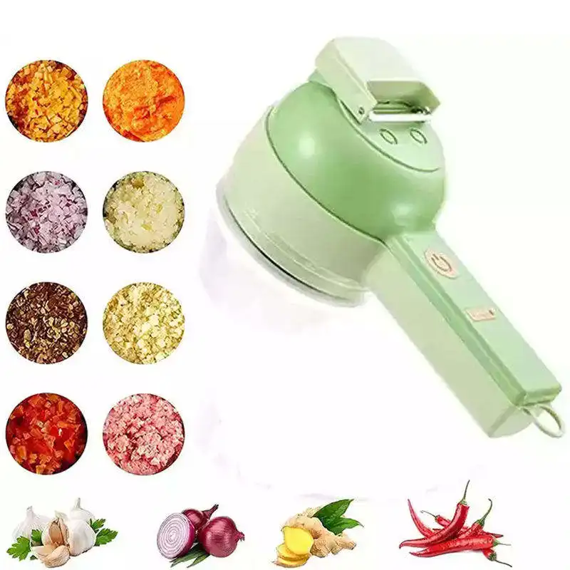 4 In 1 Handheld Electric Vegetable Cutter Set Kitchen Tool Ginger ...