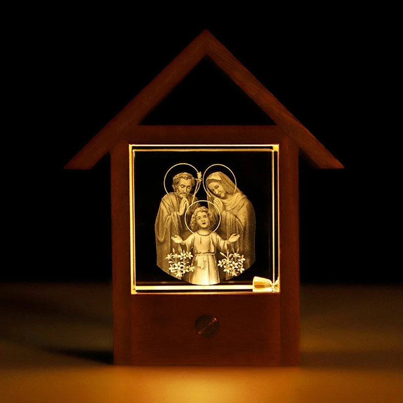 product new design 3d laser crystal cube first holy communion crystal night light for home deco-36