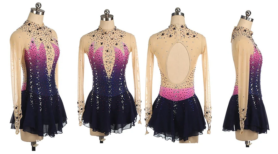 Rhinestone China Girl Performance Wear Figure Skating Dress Ice Skating
