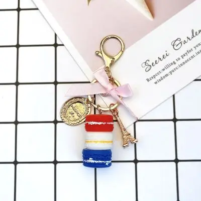 Portachiavi in Metallo con Charm Macaron Laduree Francia, Torre Eiffel, Regalo di Natale per Amanti, Ciondolo per Borsa