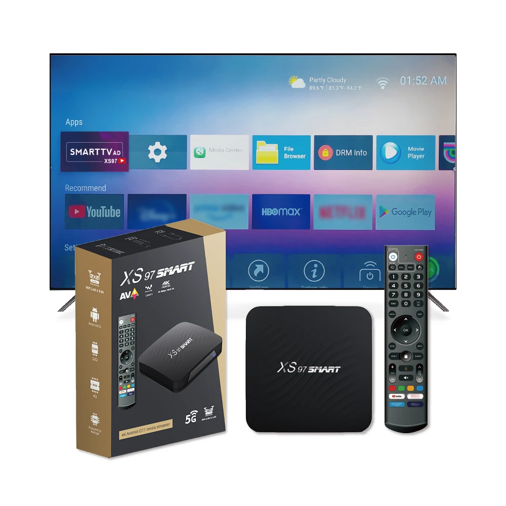 XS97 Smart Android TV Box - 4GB 32GB 4K IPTV Set Top Box