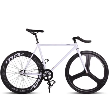 Wholesale Gray 700C Fixed Gear Bike Single Speed Road Bicycle Aluminium Alloy Frame Carbon Wheel for Sale