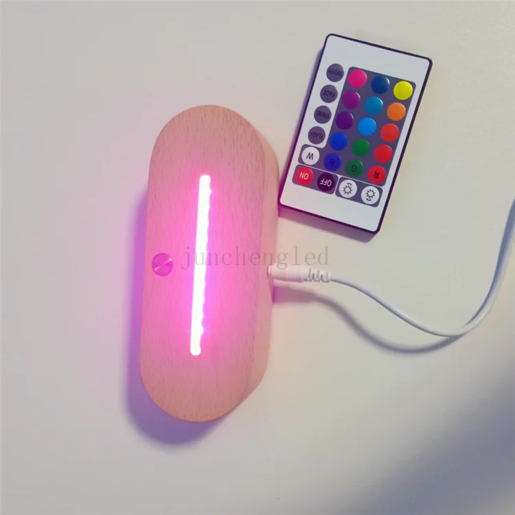 7 Color LED Oval Wooden RGB 3D Lamp Holder Blank Acrylic New Design Wooded 3D Acrylic Lamp Base LED Lamp Night Light
