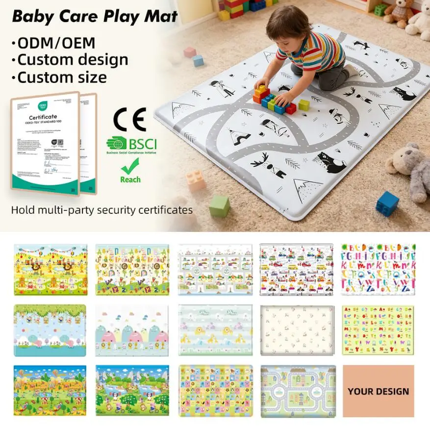 Eco-Friendly Foldable Resin Foam Kids Rug Custom PVC Puzzle Pattern Play Mat for Home Use & Nursery School