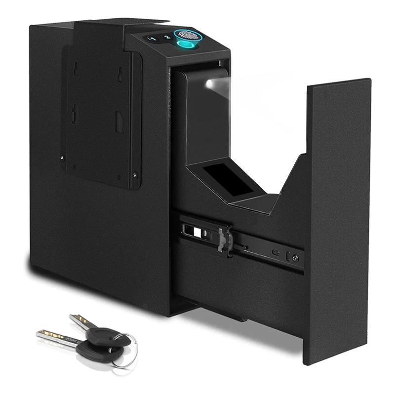 T4 Automatic Pop-up Push and Pull Gun Safe Box with Fingerprint Password Key  for Home Office Security