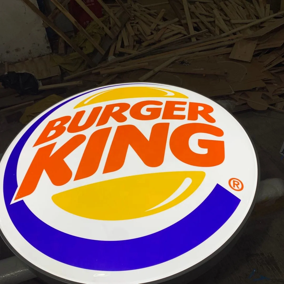 Circular Acrylic Vacuum Formed LED Signage Light Box Colorful Orange Effect for Outdoor Company Advertising