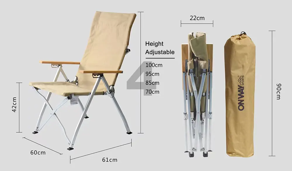 Beach Lawn Chair Portable Leisure Adjustable Recliner Camping Chair