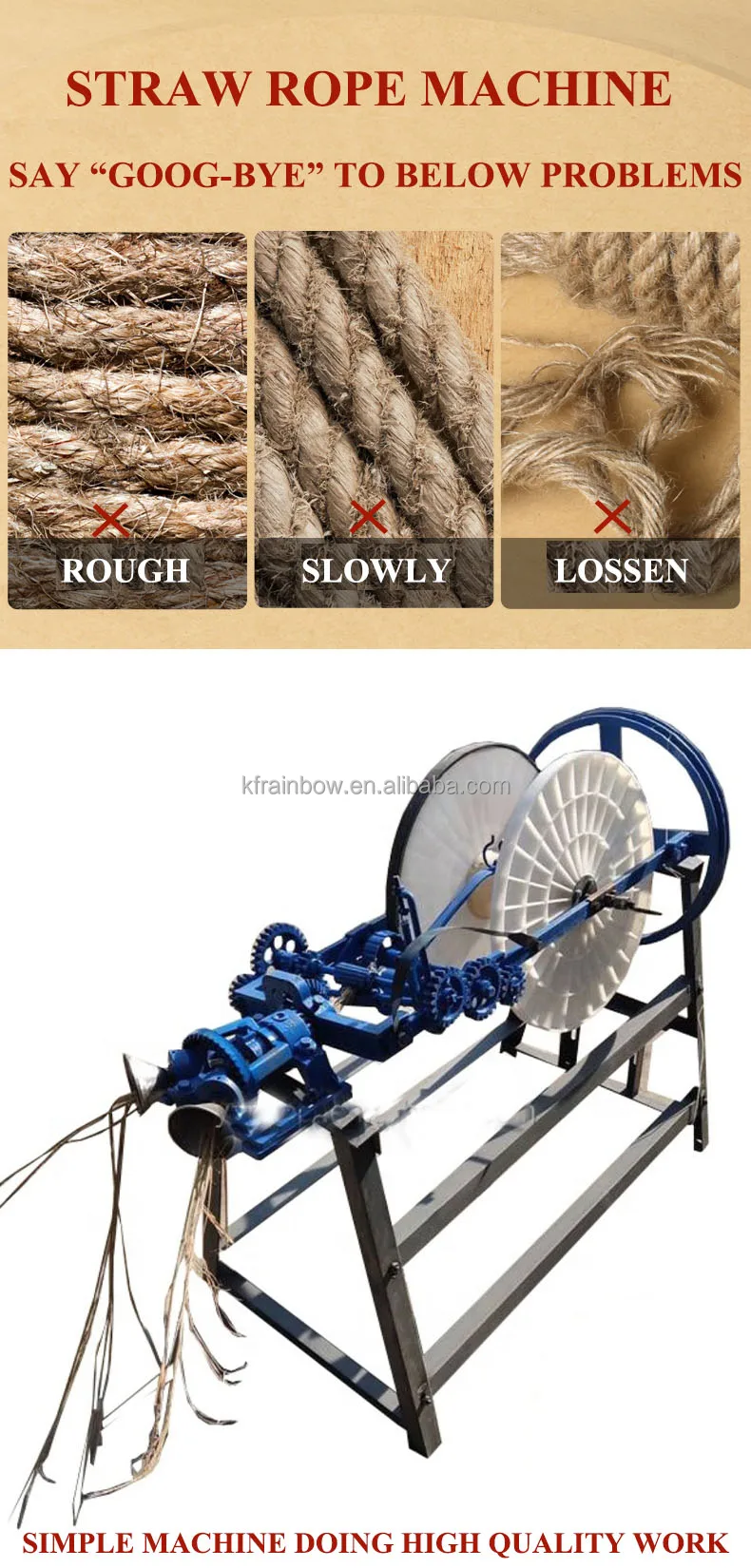 hay stalk grass straw rope winding making machine hemp rope knitting making machine for small farm use