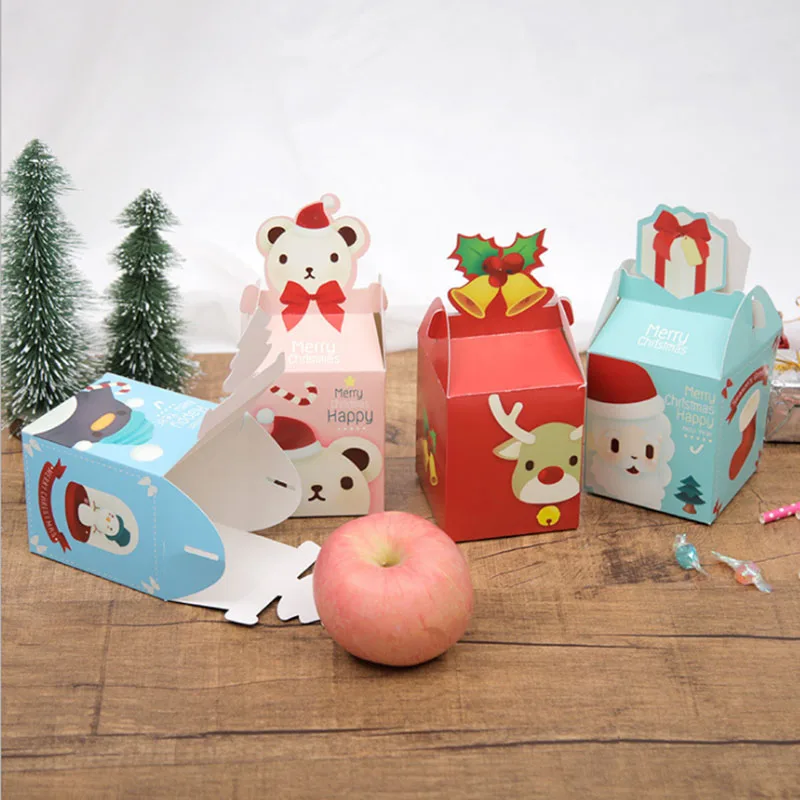Cheap Christmas Eve square Portable Paper Box Custom Home Baking Candy Chocolate Gift Nuts Apple Ecommerce Packing  Boxes