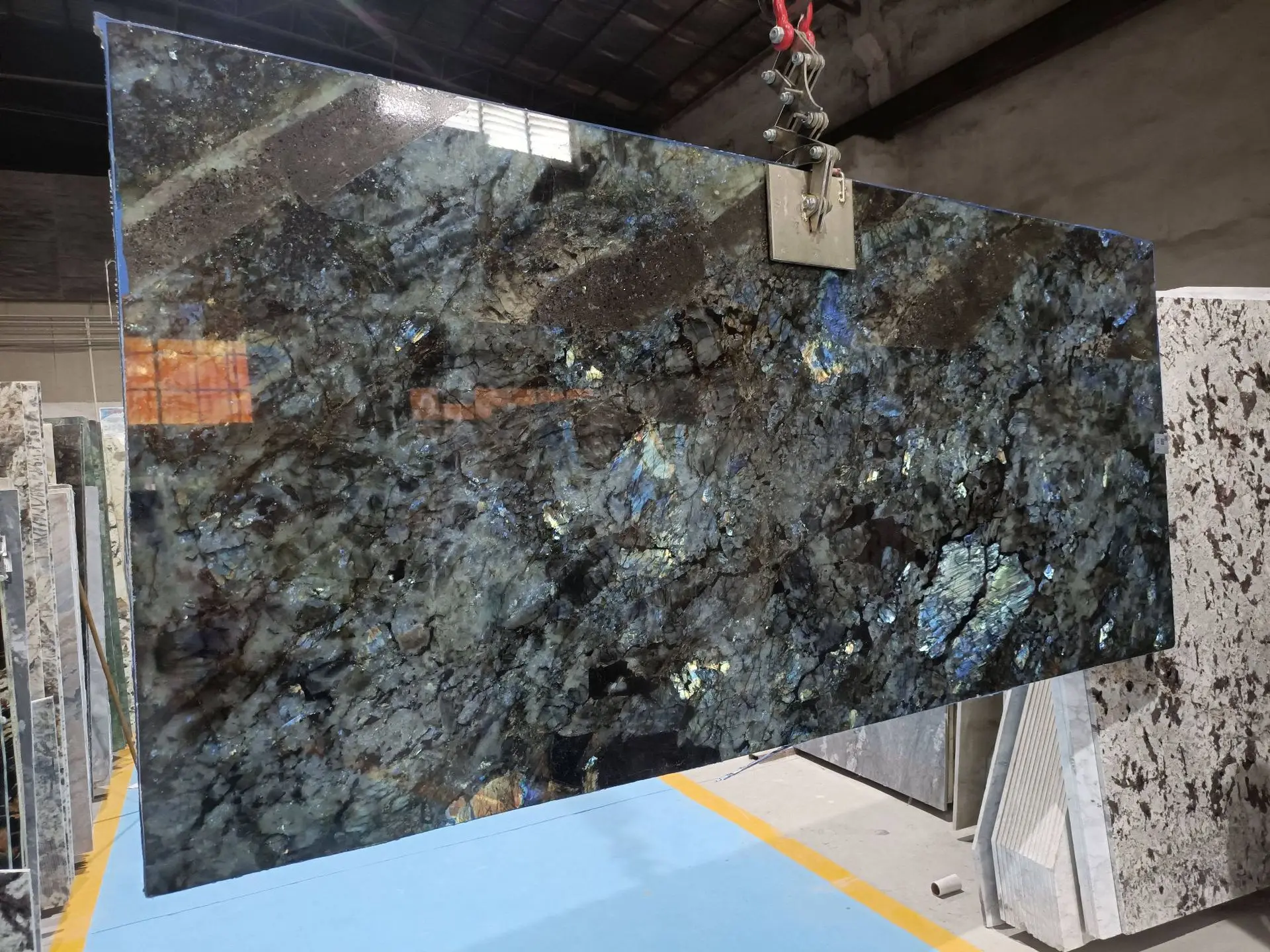 ydstone modern design polished lemurian labradorite blue granite slab natural stone wall for villas-5