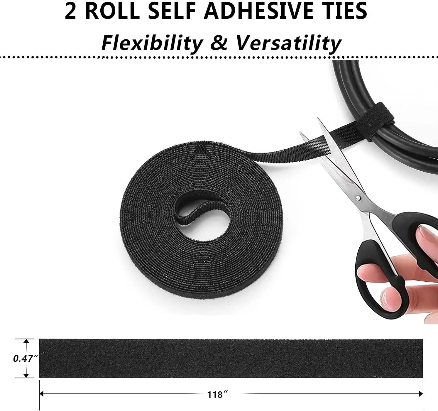 Kit components: self-adhesive clips, holders, fastening ties, sleeves and rolls
