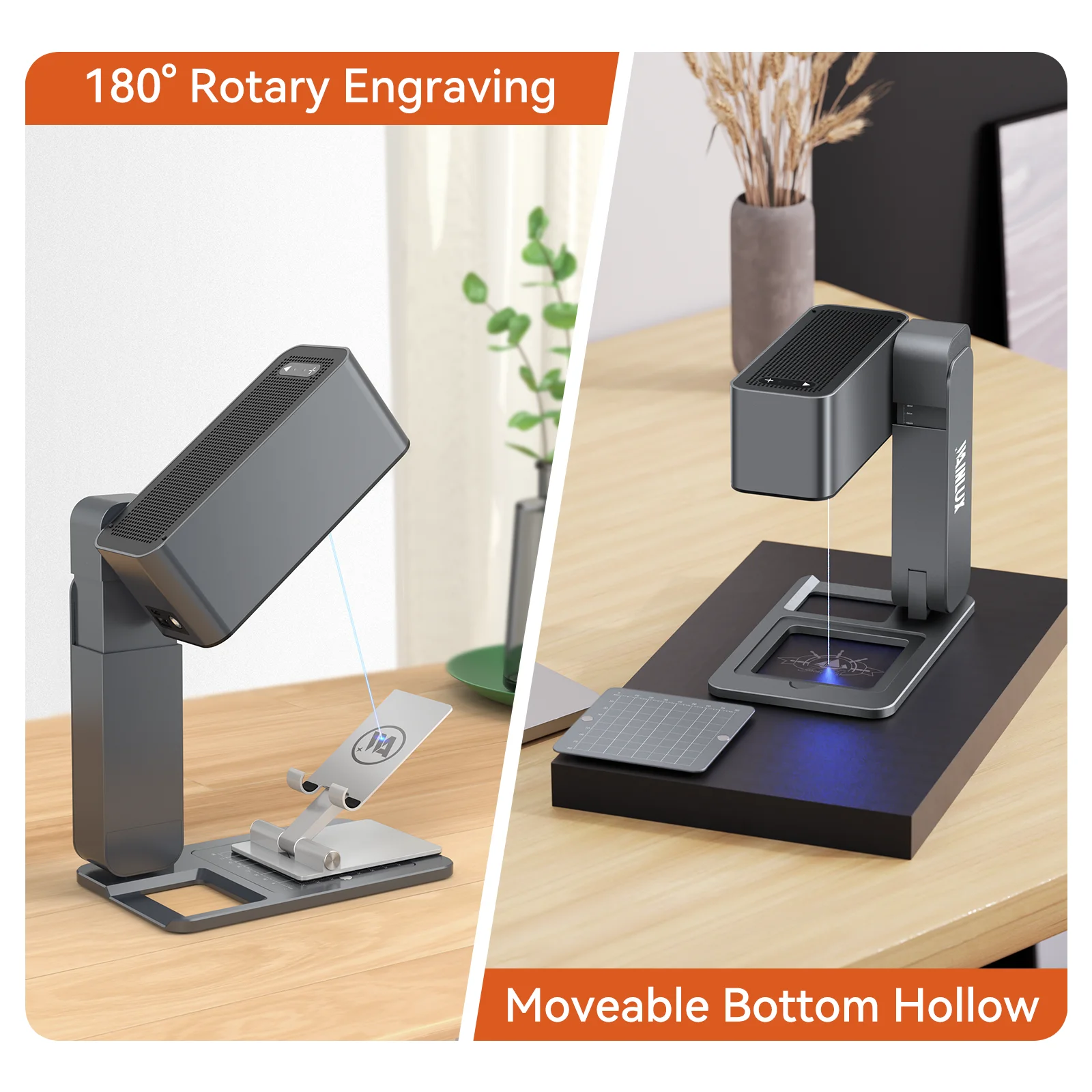 WAINLUX Portable Diode Laser Engraving Machine Powerful Cutting Capabilities for Wood Rubber MDF-Long Working Time Foldable