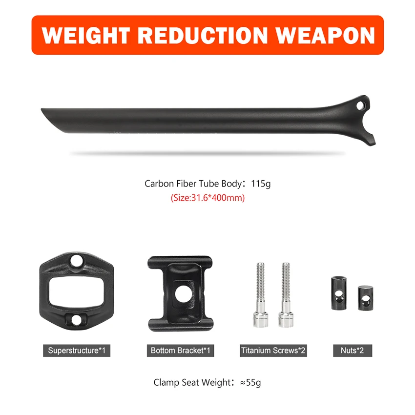 TOSEEK C70 Carbon Seatpost Light Weight MTB Road Bike Seat Post  Seat Tube Bicycle Parts - Main Image