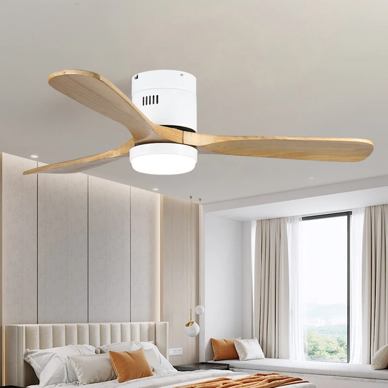 Lamp HC539 42' Inch 52' Plywood 3 Blades Reversible Six Speed Tuya Smart Fan Ceiling Light Chandelier