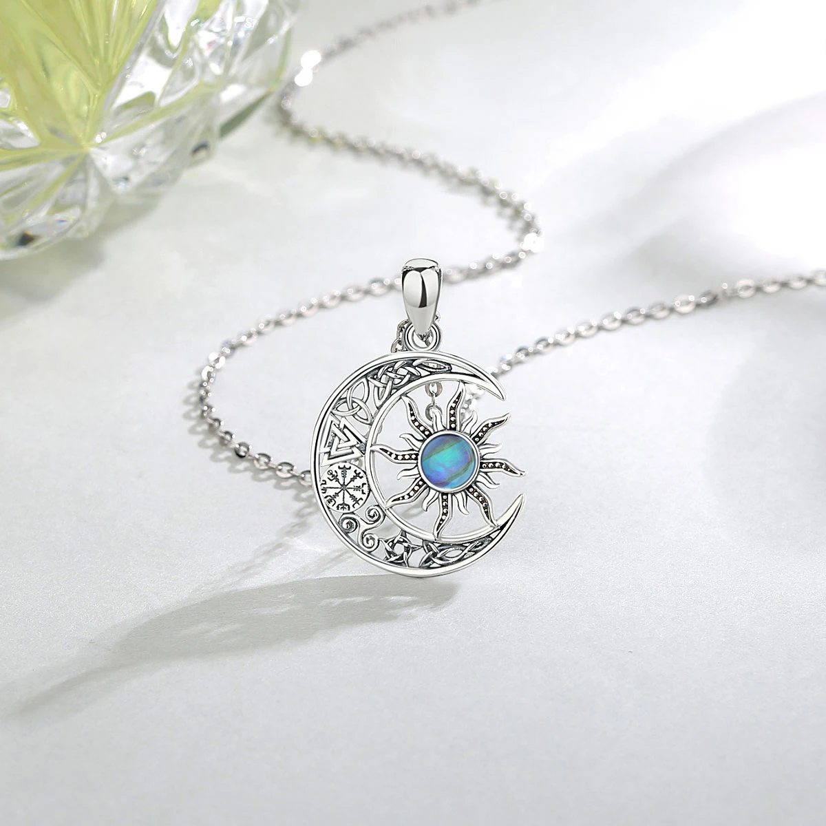 Merryshine925スターリングシルバーアワビシェルケルトvegvisir