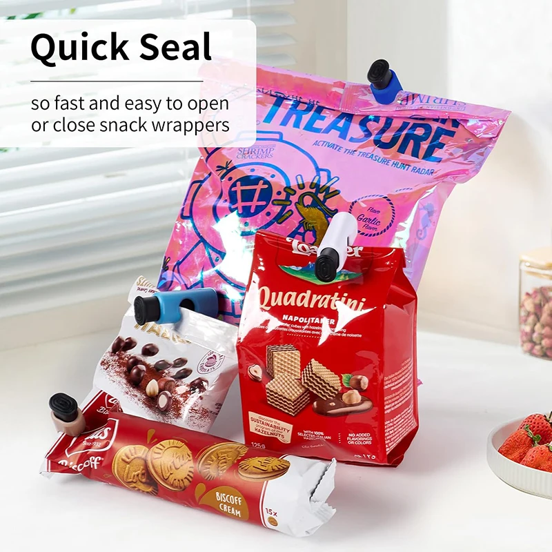 10 Pack Squeeze Lock Eco-Friendly Kitchen Bread Bag Clips with Flexible Design for Snack & Food Storage Color Customized