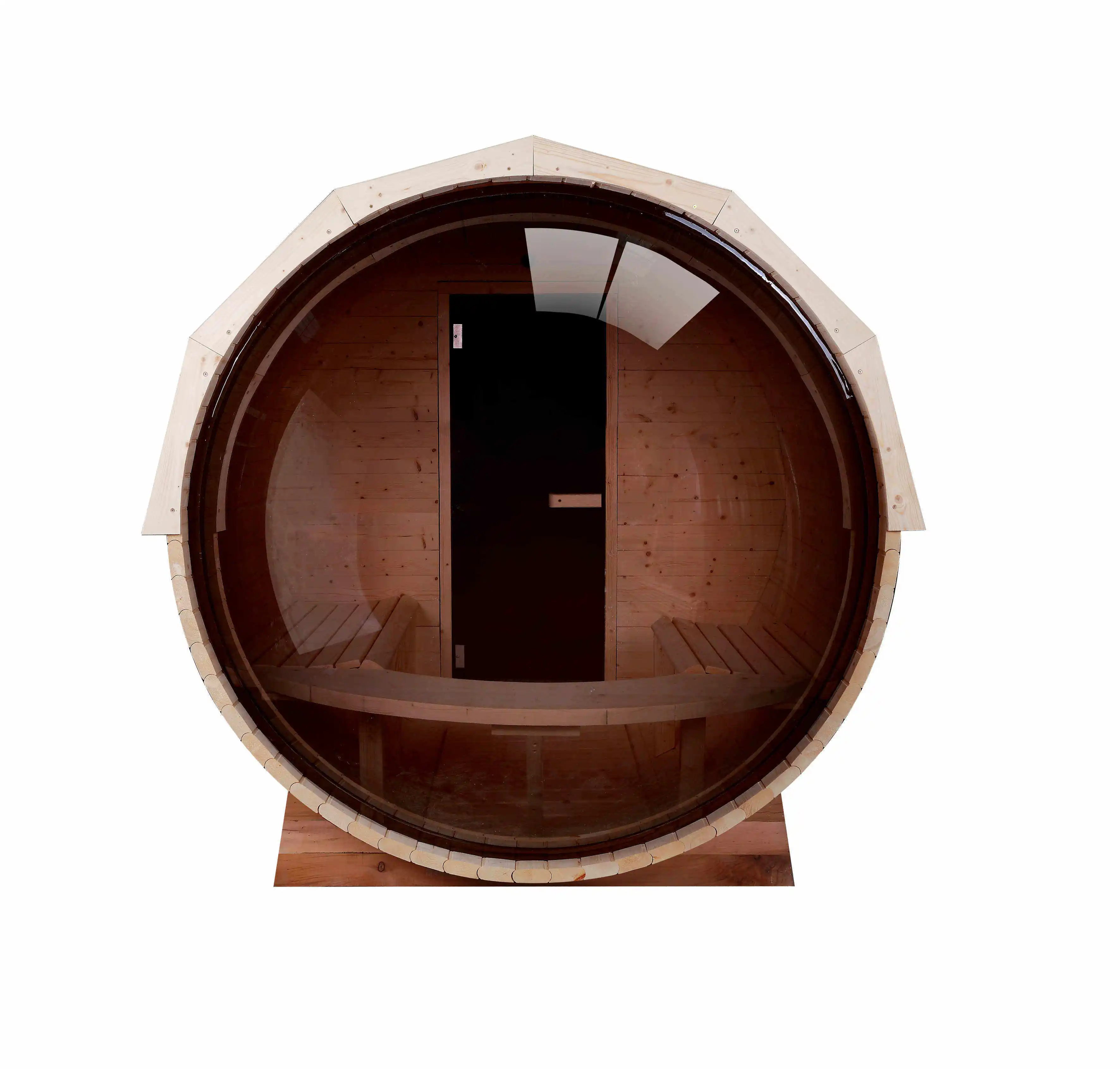 Panorama Barrel Sauna 6-8 Person Red Cedar Outdoor Barrel Sauna Room ...