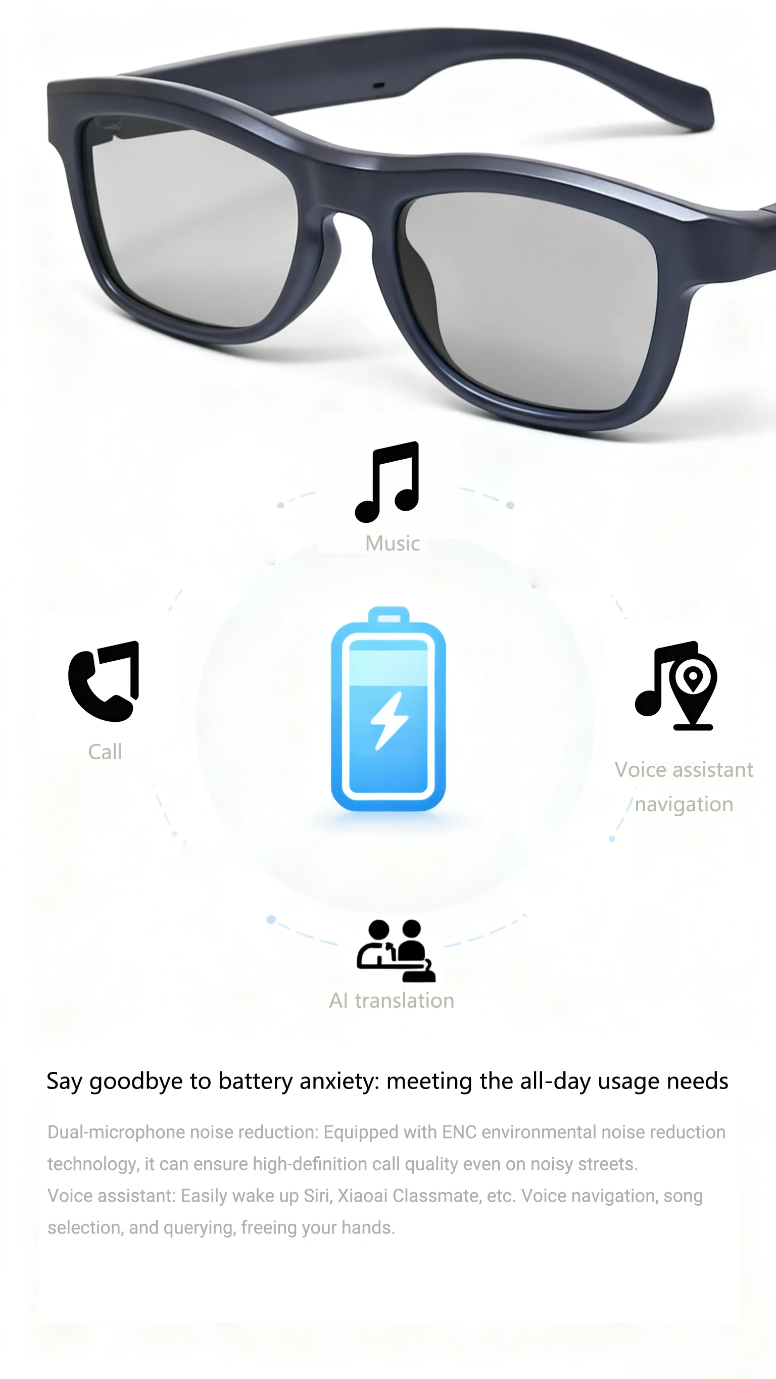 2026 JS-22pro Sunglasses with Electrochromic Lenses BT Call Music AI Translation Smart Audio Glasses for Business