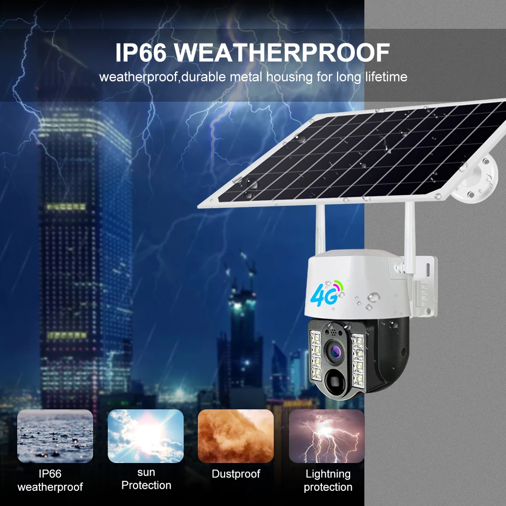 QEARIM Low Power PIR Wireless Cheap Solar Power Security Ip Camera Outdoor 3g 4G Sim Card Motion Sensor Ip Solar Camera V380
