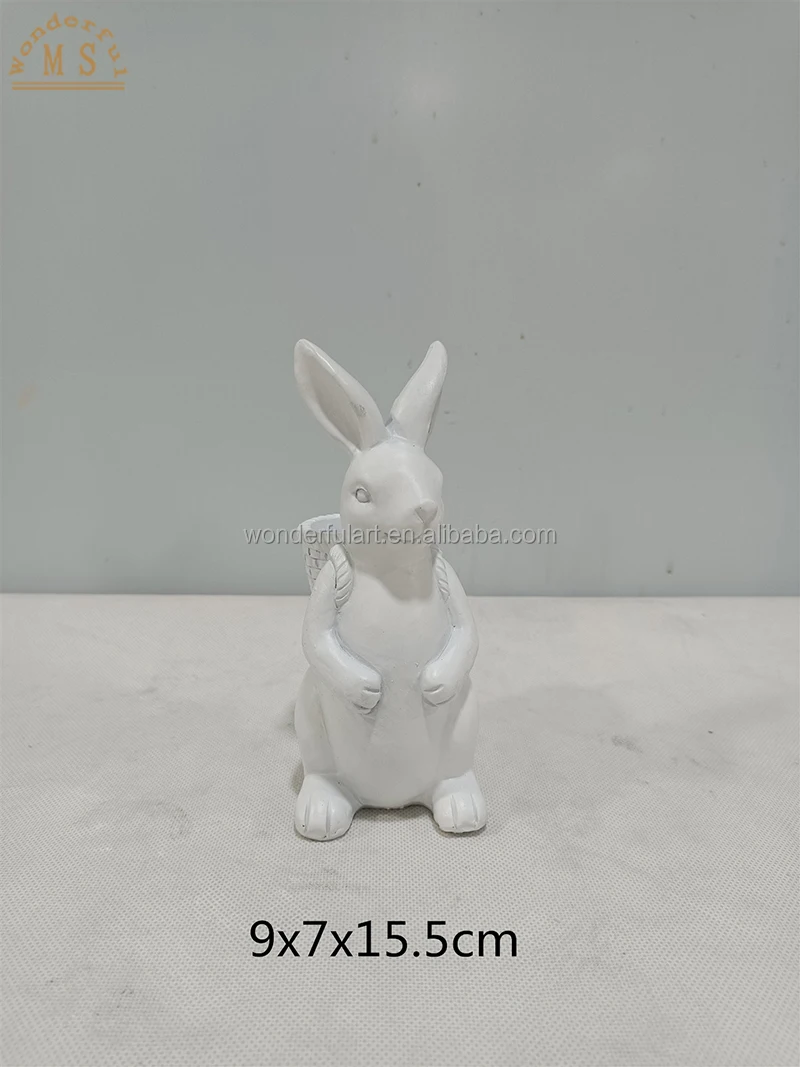 Dolomite Easter Ornament Cute Bunny White Rabbit Desktop Gift Porcelain Figurine for Home Decoration