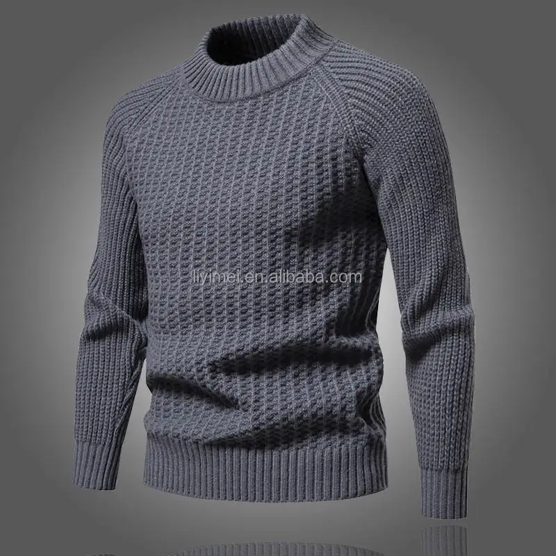2022 Fall Winter Men's New Fashion Round Neck Pullover Splicing Color ...