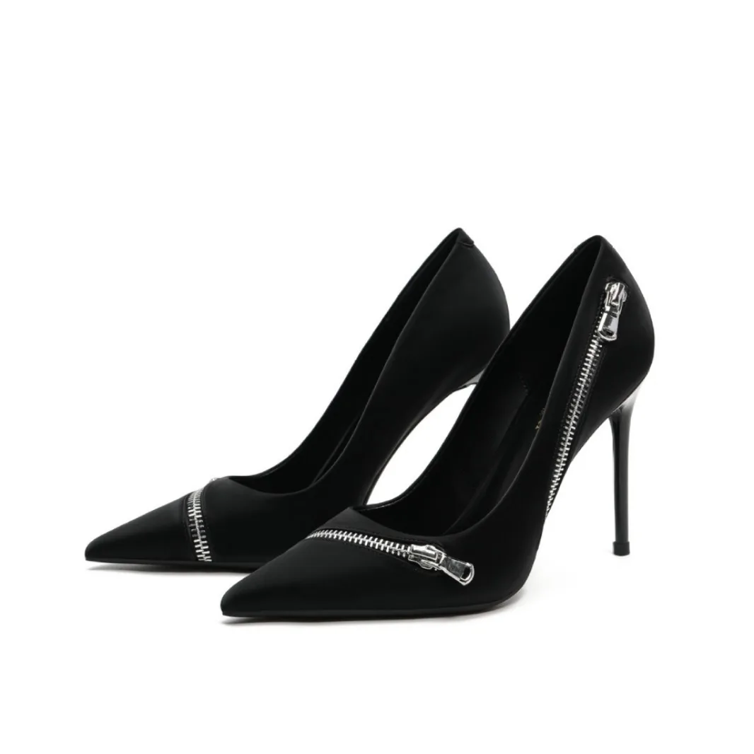 Fashion Women Shoes Pointed Toe Dress Shoes Decoration Blue Denim Ladies High Heel Pumps - Image 4