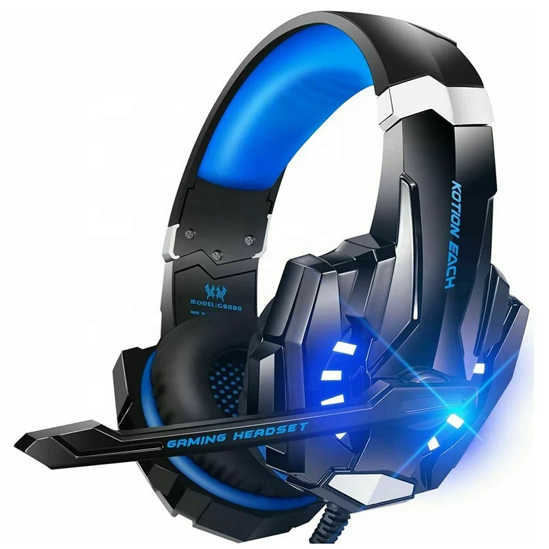 ヘッドホン KOTION EACH G9000 BLUE KOTION EACH G9000 Gaming Headset - LED, Wired, and Noise Cancelling