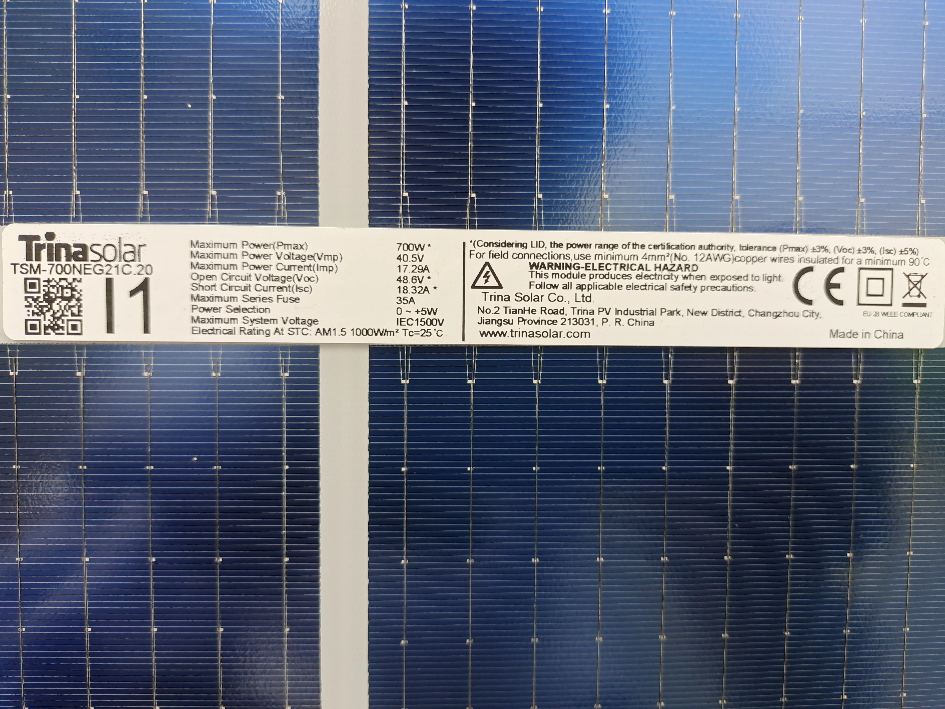 트리나 솔라 700w 패널 TSM-700NEG21C.20 N타입 690w 695w 700w 705 710w 720w 단결정 태양광 패널  (긴 케이블 포함)