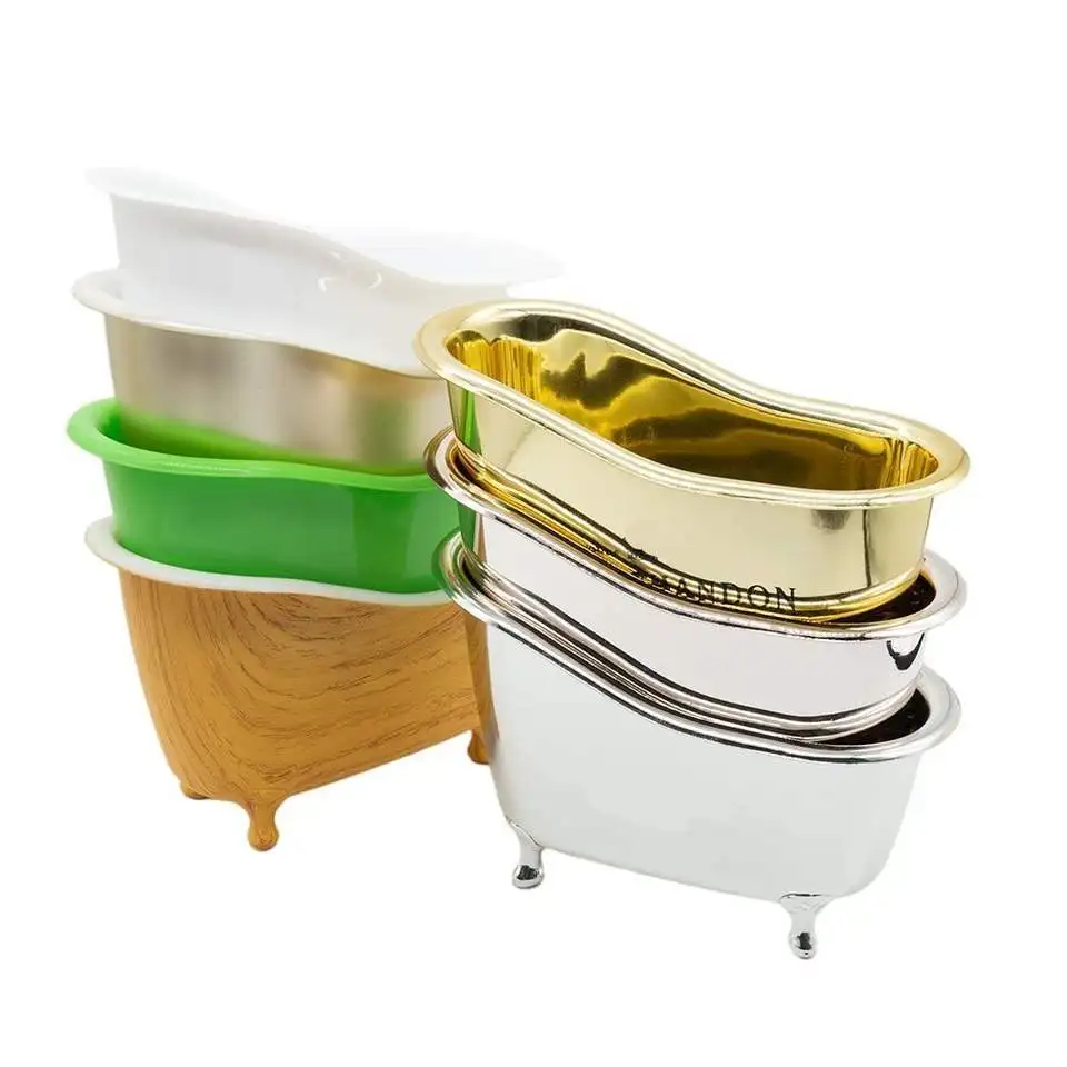 Hot Sale One Color Screen Printing Gold Plastic Mini Bathtub for Shampoo Packaging