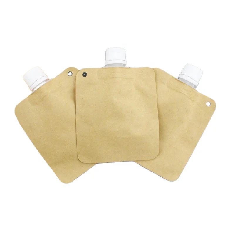 Recyclable Customize Kraft Paper Spout Packaging Flexible Packaging Pouch Spout Pouch Bag