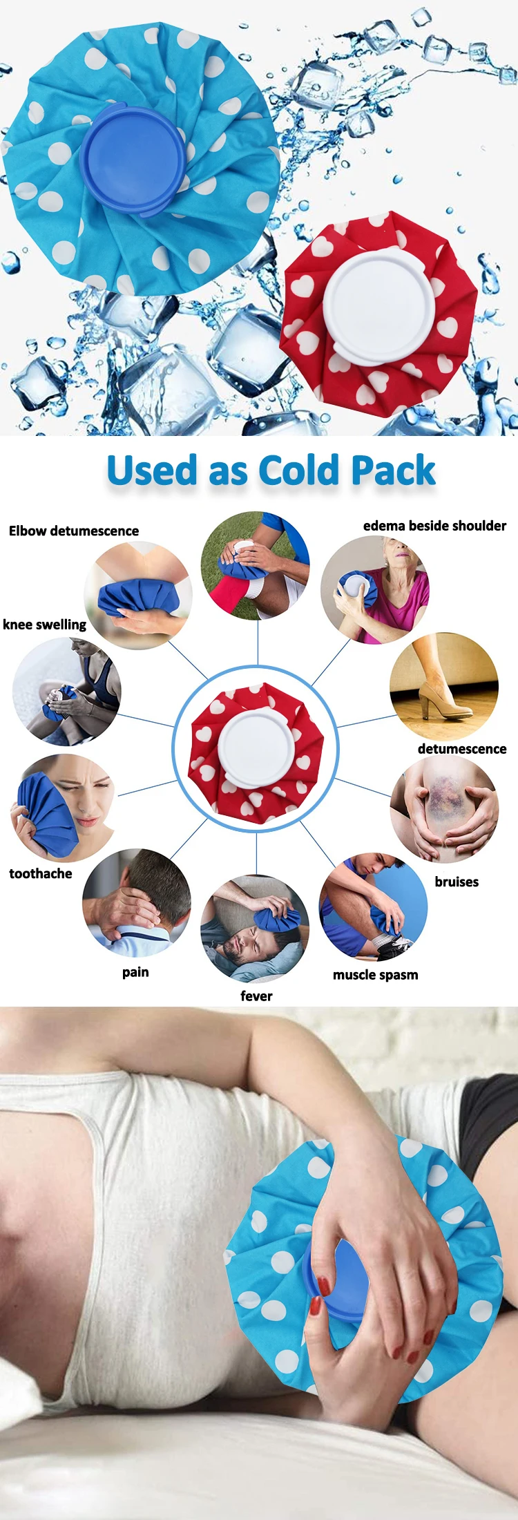 portable cold & hot therapy ice cold bag medical cool bag for injuries pain relief
