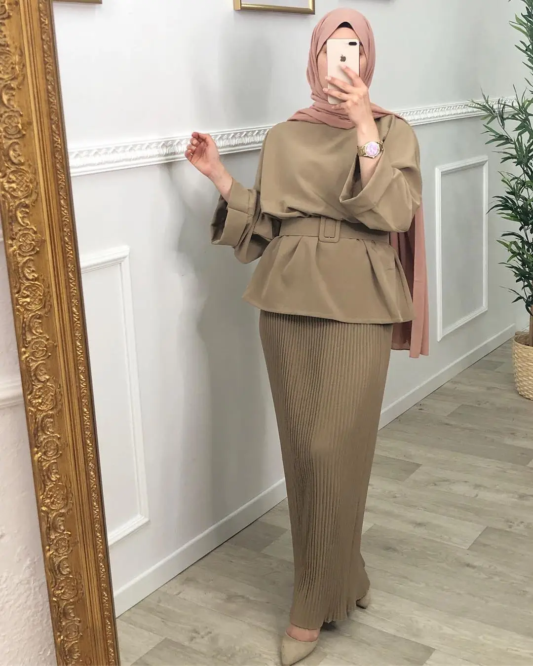 Modern Islamic Casual Suits baju muslimah women Tops and Lined