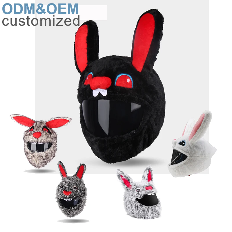 2024 High Quality Customization Stitch Devil Rabbit Bunny Motorbike  Motorcycle Helmets Plush Cartoon Cover