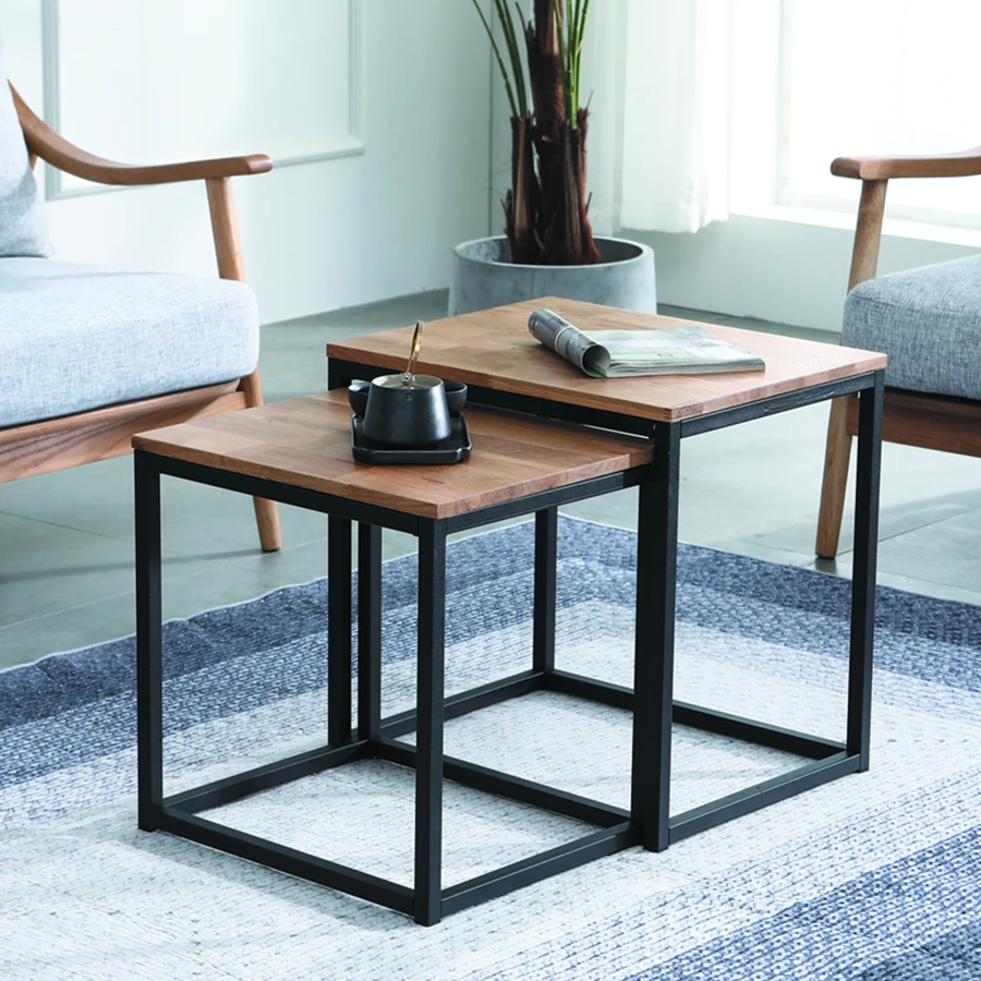 Hot Sale Modern Side Table Set Oak End Table Set With Metal Legs Buy Modern Side Table
