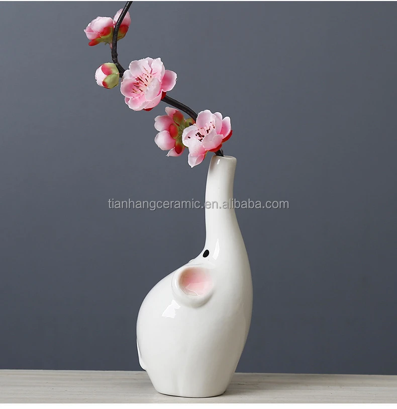 Modern living room wedding gift cute elephant porcelain flower pot nordic ceramic vase for home decor.jpg