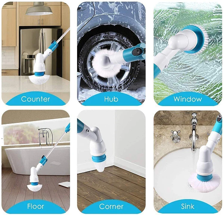 3 in 1 Multi-function Kitchen Cleaning Brush Home Bathroom Cleaning Tool Extension Handle Electric Cleaning Brush Bathroom Brush