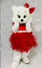 Vestido rojo niña oso blanco