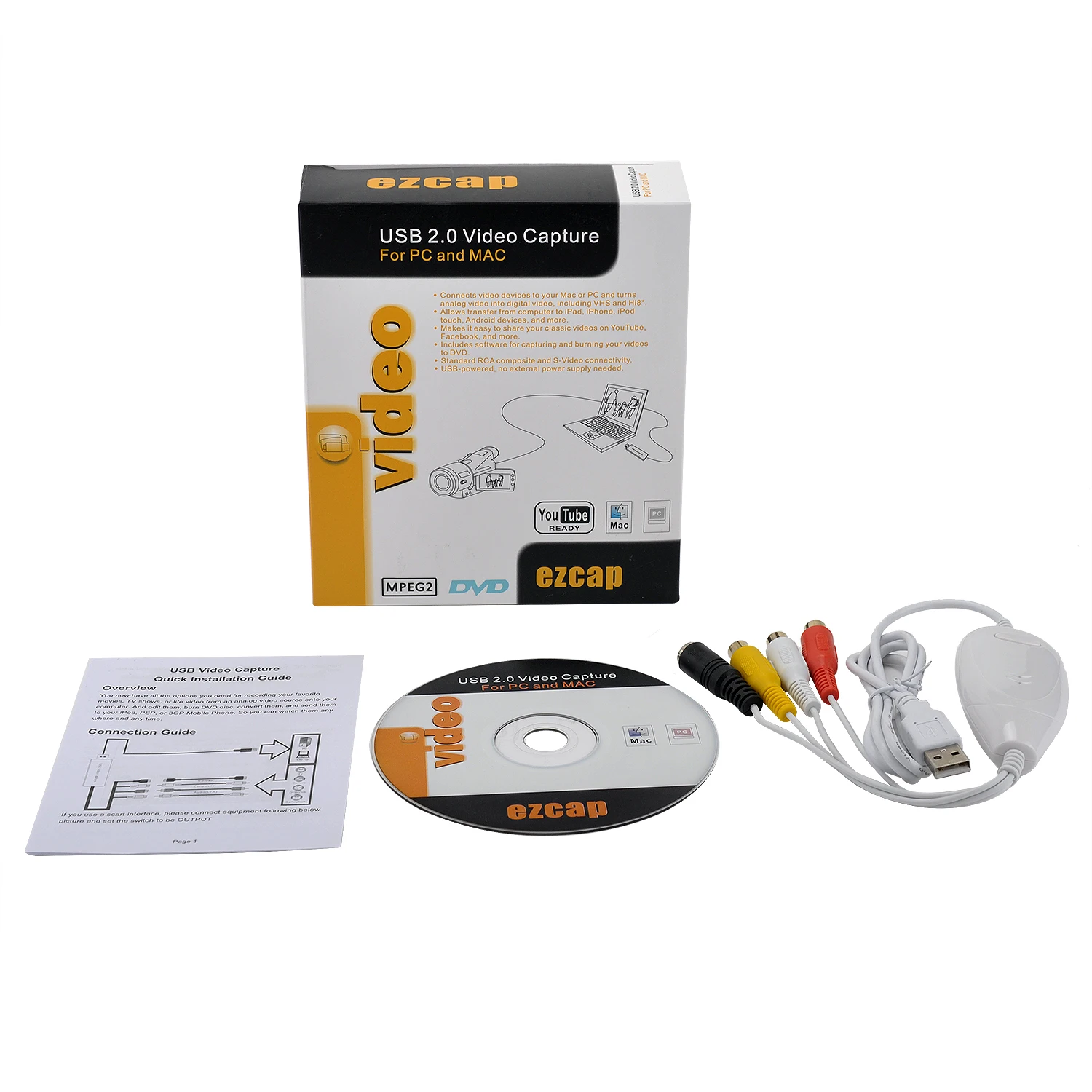 Copy The Vhs Hi8 Analog Video To Pc Usb Video Grabber For Win&mac,Usb