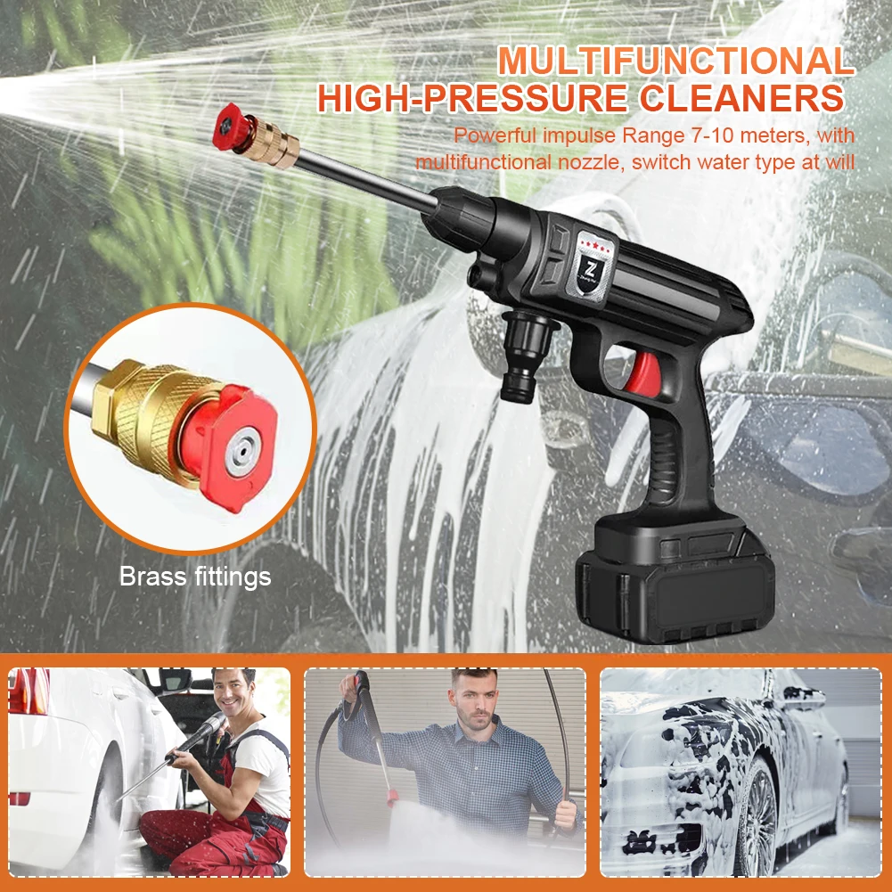 Wireless High Pressure Car Wash Washer Gun Foam Generator Water Gun Spray Cleaner Car Wash for Auto Home Garden Watering Gun