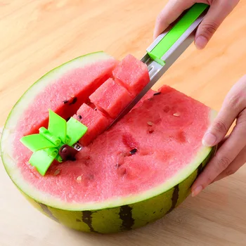 Watermelon Melon Refreshing Juice Cubes Stainless Steel Knife Slicer Chopper Tools Windmill Watermelon Cutter Slicer