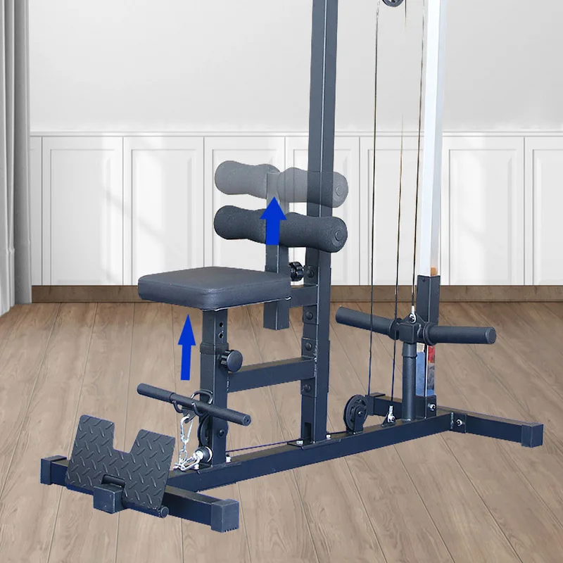 ステーショナリー ラットプルダウンマシン | 椅子用ロウと腹筋ストラップ付