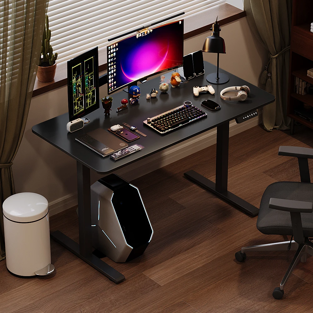 NEW Model High Quality Office Computer Table Single Motor Black Sit Standing Desk Electric Height Adjustable Desk