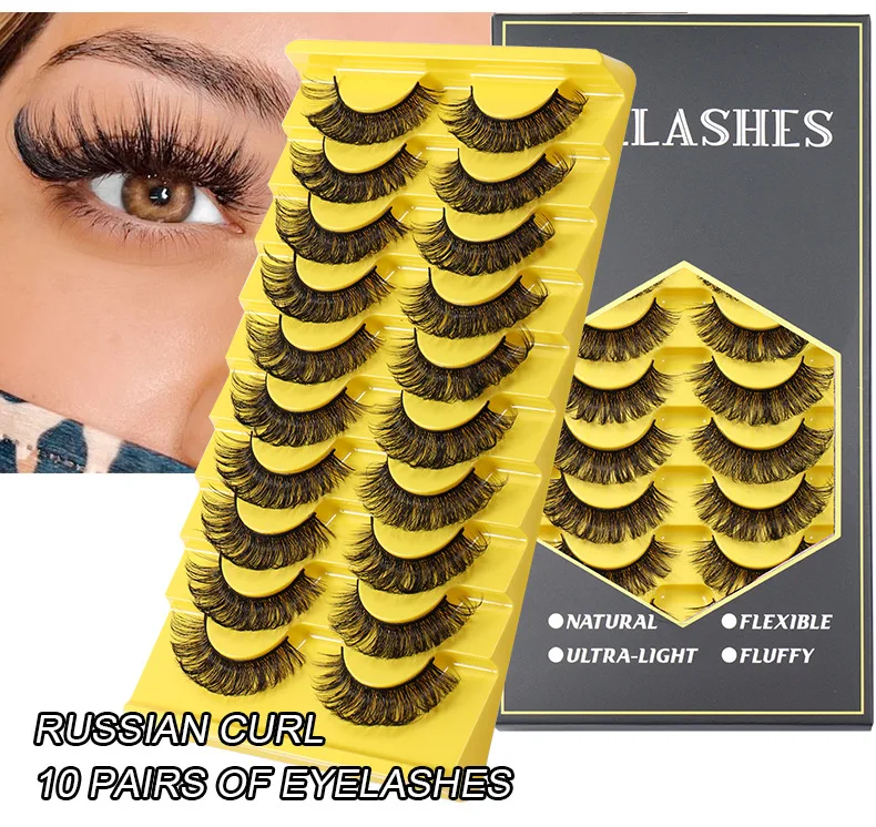 Professional Wholesale Faux Mink Russian Style 3D 10 Pairs Strip ...